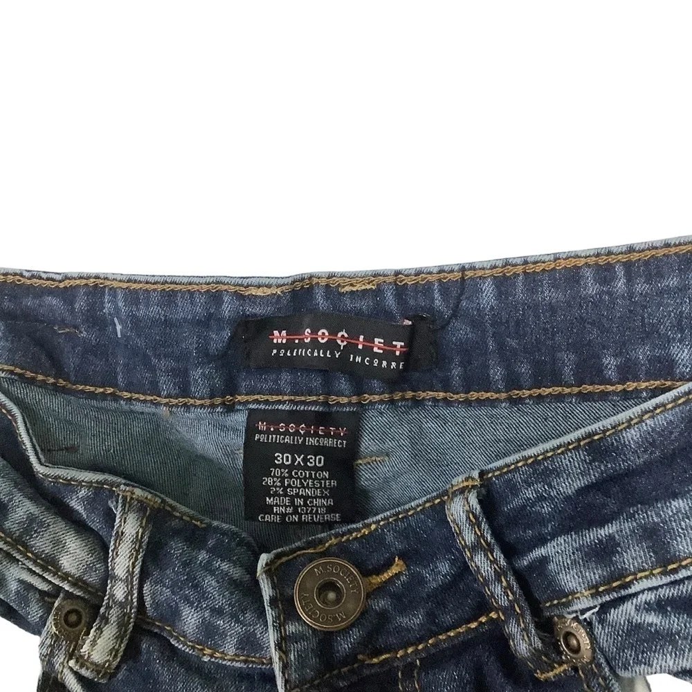 M. Society Skinny Jeans Sz 30W 30L Distressed